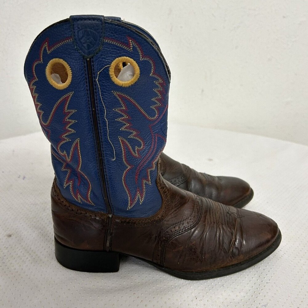 ARIAT FEDERAL BLUE SPORT OUTRIDER WESTERN COWBOY BOOTS KIDS BOYS BROWN SIZE 5